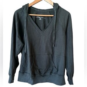 Cacique Sleepwear Black V-Neck Hoodie with “Sweet” word on the Hood Size 18/20